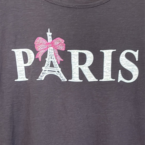 Ava James | NWT Black Paris Pink Bow Eiffel Tower Rounded Hem Short Sleeve Top M - Picture 4 of 13
